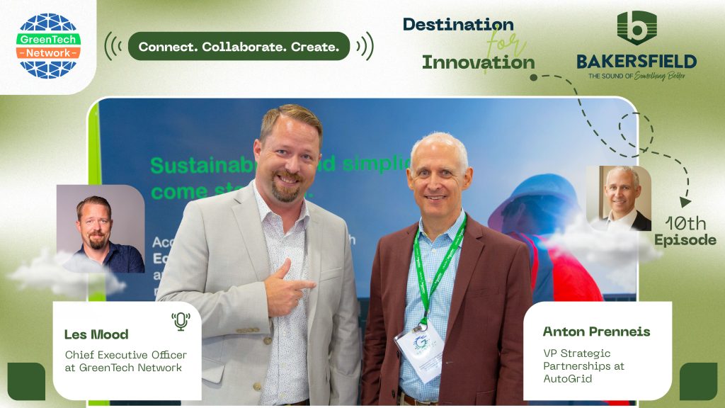 Anton Prenneis in an interview for the Destination for Innovation series, discussing his journey from personal eco-friendly initiatives to his impactful role at AutoGrid in the green technology sector.