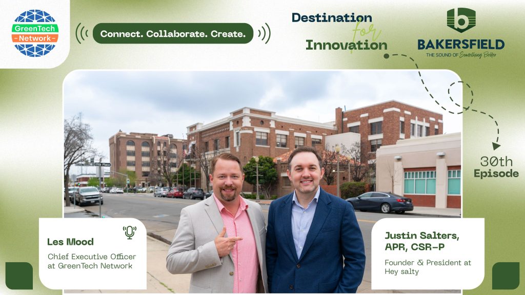 Justin Salters discussing community development and innovation in Bakersfield.