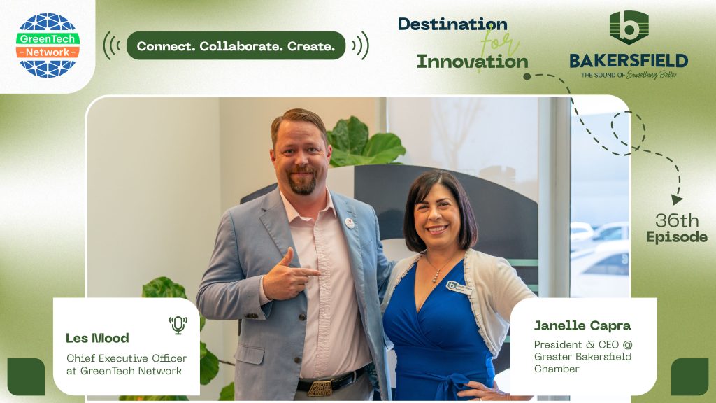 Janelle Capra, President and CEO of the Greater Bakersfield Chamber, smiling and speaking at the Greater Bakersfield Chamber office.